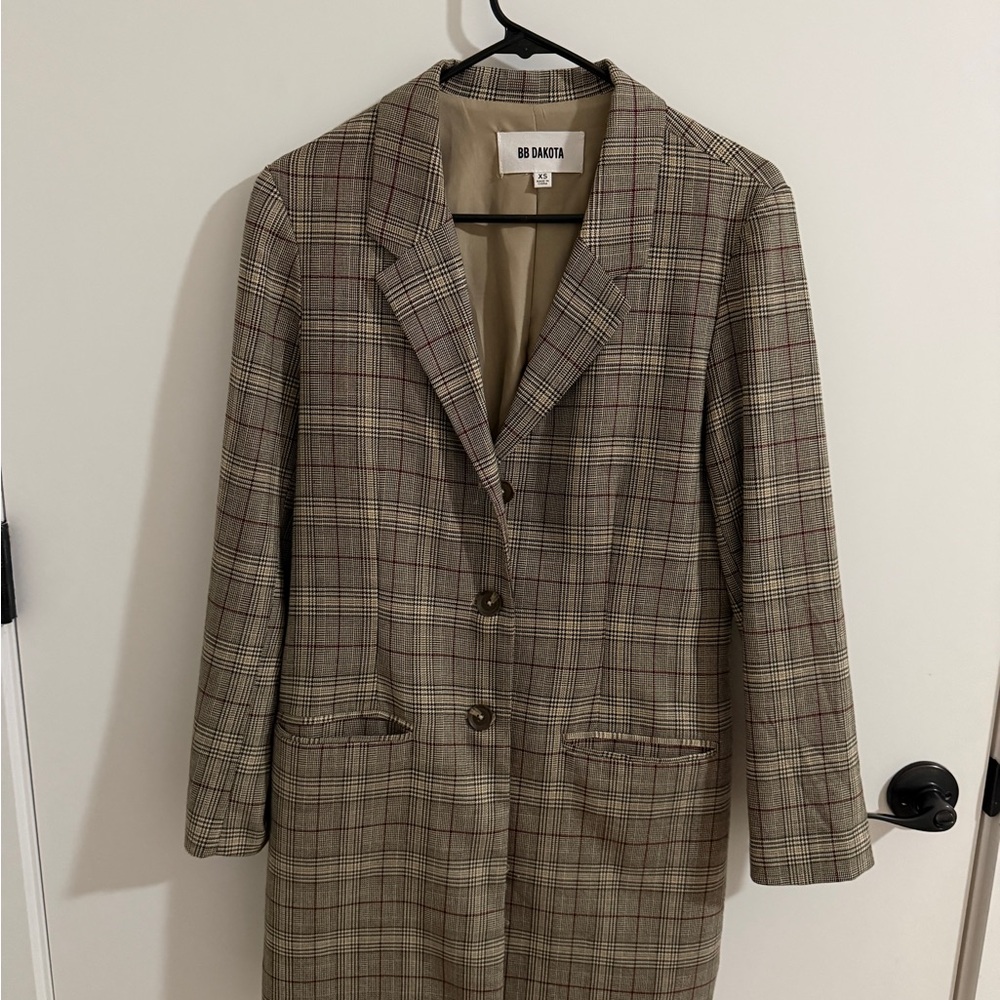 BB Dakota Checkered Blazer in Black and Tan